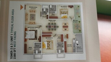 Floor Plan in 3 BHK Apartment at Mahaveer Crystal Garden, Attapur – for Sale
