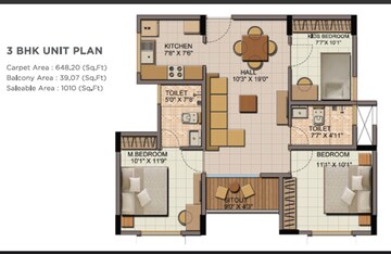 Floor Plan in 3 BHK Apartment at Shriram Liberty Square, Electronic City Phase ii – for Rent
