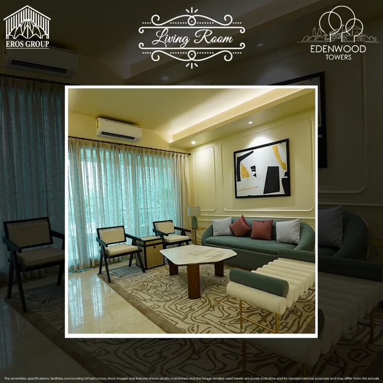 Living Room, eros-edenwood-towers 4 Bedroom 3500 Sq.Ft. Builder Floor In Charmwood Village Faridabad 7999954