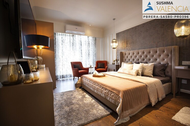 Bedroom, sushma-valencia 3 Bedroom 1800 Sq.Ft. Apartment In International Airport Road Zirakpur 8001266