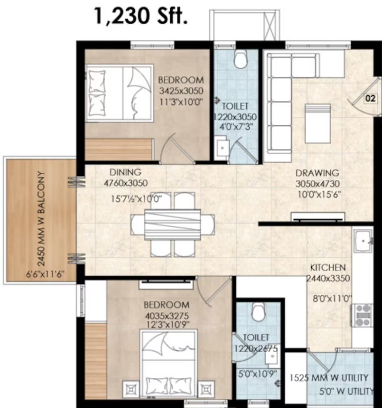 Other, tellapur 2 Bedroom 1230 Sq.Ft. Apartment In Tellapur Hyderabad 8001568