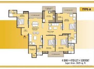 Floor Plan in 4 BHK Apartment at VVIP Addresses, Raj Nagar Extension – for Sale