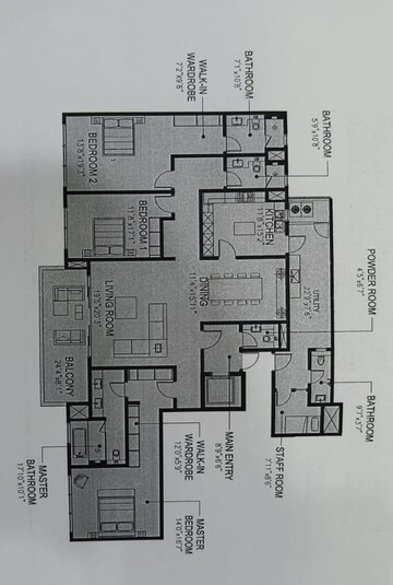 Floor Plan in 3 BHK Apartment at Prestige Botanique, Basavanagudi – for Rent
