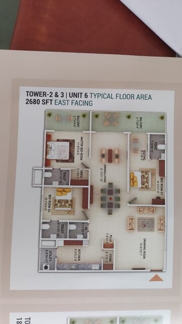 Floor Plan in 3 BHK Apartment at Mahaveer Crystal Garden, Attapur – for Sale
