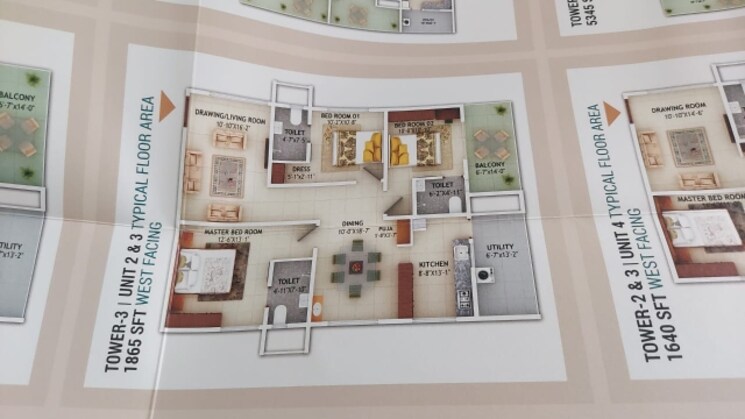 Floor Plan, mahaveer-crystal-garden 3 Bedroom 2380 Sq.Ft. Apartment In Attapur Hyderabad 8003073