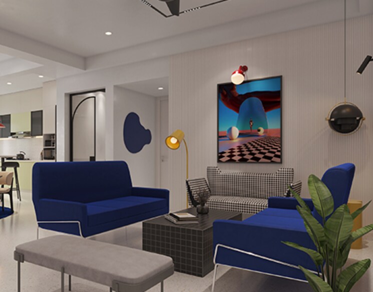 Living Room, t-and-t-the-blue 3.5 Bedroom 2024 Sq.Ft. Apartment In Siddharth Vihar Ghaziabad 8004827