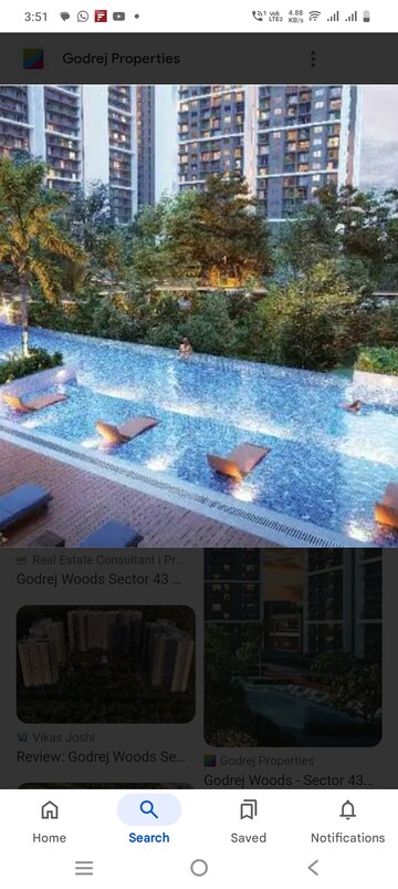 Swimming Pool in 3 BHK Apartment at Godrej Woods, Sector 43 – for Sale