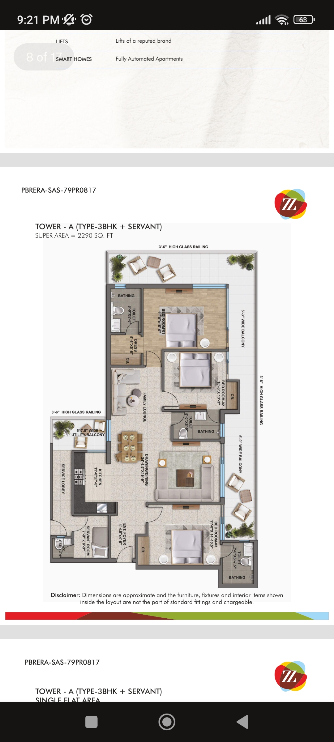 3 BHK + Pooja Room,Servant Room 1750 Sq.Ft. Apartment in Urban The Zirk