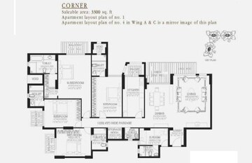 Floor Plan in 4 BHK Apartment at DLF The Summit, Dlf Phase V – for Rent