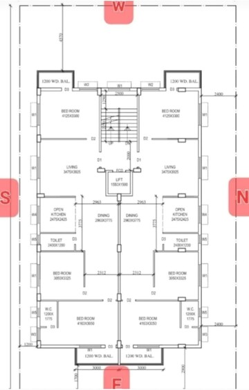 Floor Plan in 3 BHK Apartment at New Town – for Sale