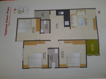 Floor Plan in 3 BHK Apartment at Ratnam Greenfield, Tarsali – for Sale