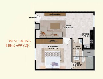 Floor Plan in 1 BHK Apartment at Renigunta – for Sale
