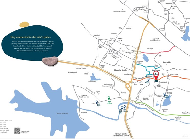 Map Location, eipl-corner-stone 3 Bedroom 2215 Sq.Ft. Apartment In Gandipet Hyderabad 8017081