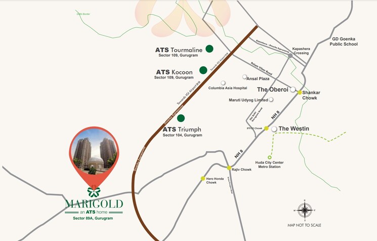Map Location, ats-marigold 4 Bedroom 5500 Sq.Ft. Villa In Sector 89a Gurgaon 8017284