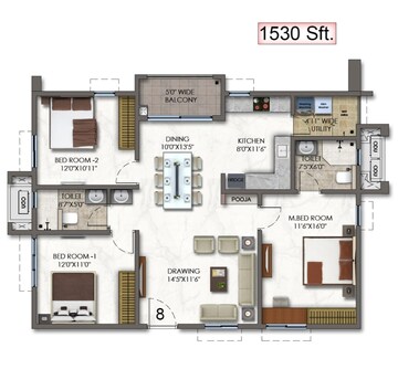 2.5 BHK Apartment For Sale in Aparna Sarovar Zicon, Nallagandla
