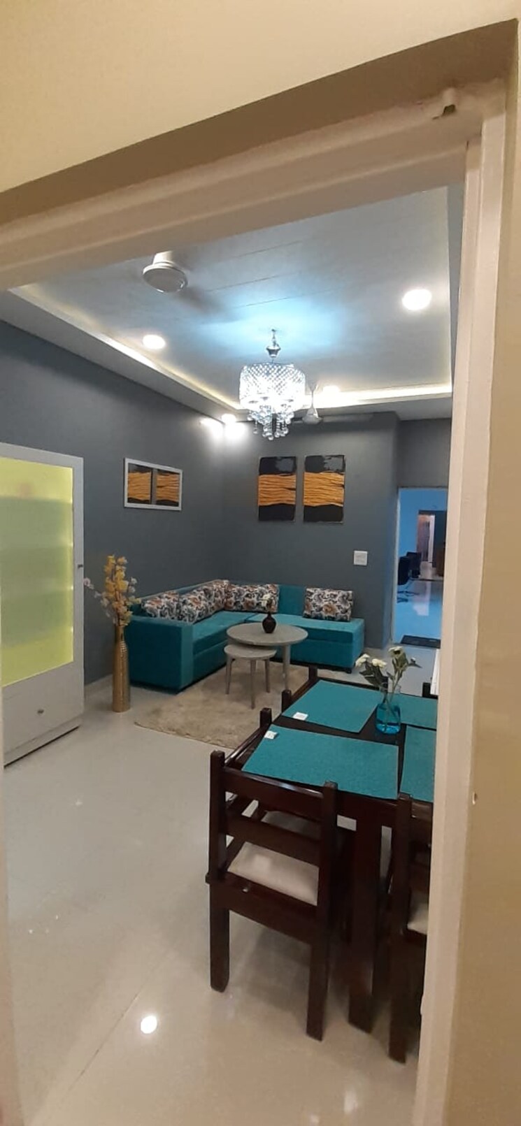 Living Room, adore-happy-homes-pride 2 Bedroom 600 Sq.Ft. Apartment In Sector 75 Faridabad 8020365
