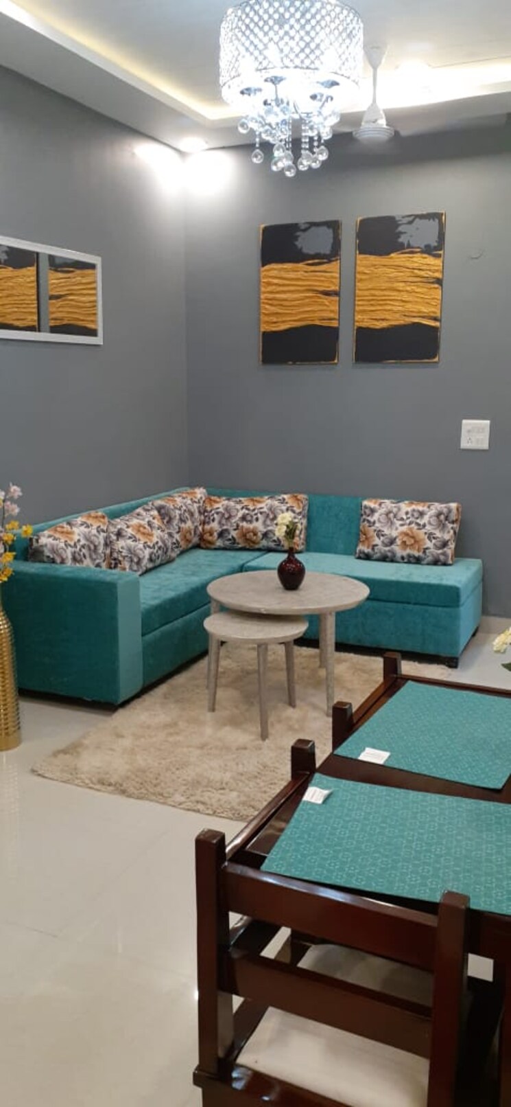 Living Room, adore-happy-homes-pride 2 Bedroom 600 Sq.Ft. Apartment In Sector 75 Faridabad 8020365