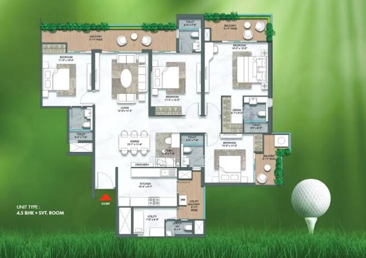 Floor Plan, m3m-golf-hills 4 Bedroom 2685 Sq.Ft. Apartment In Sector 79 Gurgaon 8020466