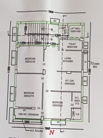 Floor Plan in 3 BHK Apartment at New Town – for Sale
