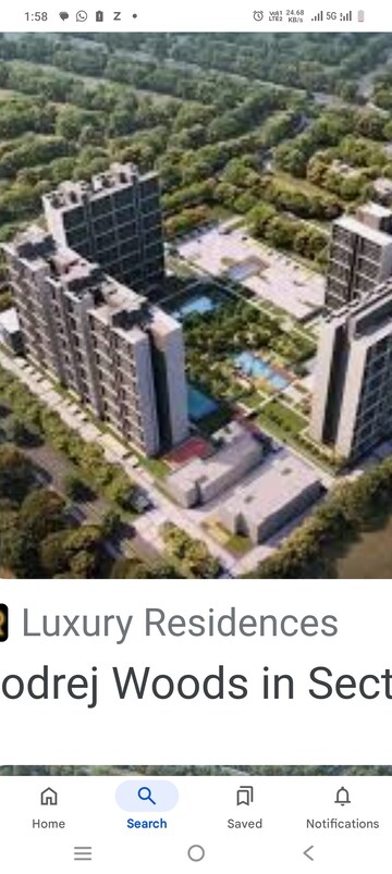 2 BHK Apartment For Rent in Godrej Woods, Sector 43