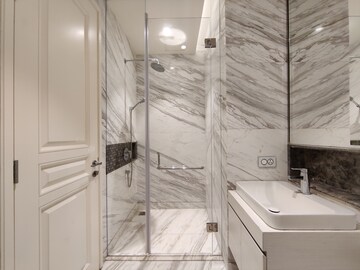 Bathroom in 3 BHK Apartment at Bhartiya Leela Residences, Thanisandra Main Road – for Rent