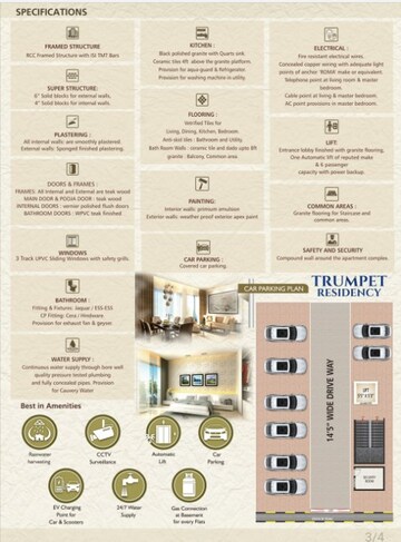 Floor Plan in 3 BHK Apartment at Sahakara Nagar – for Sale