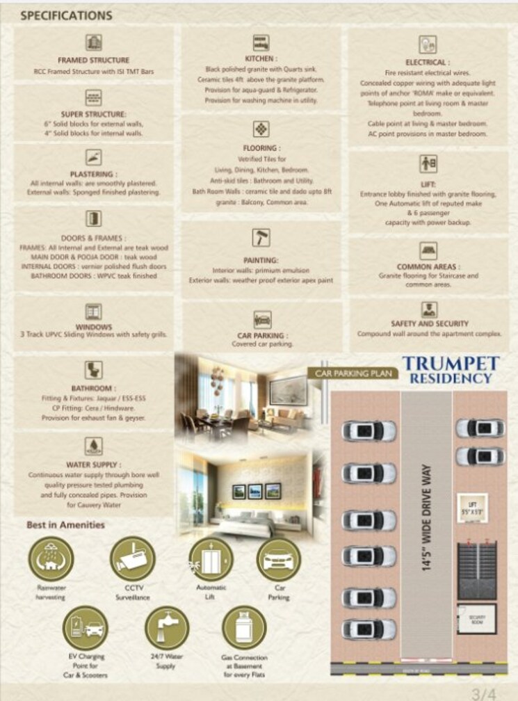 Floor Plan, sahakara nagar 3 Bedroom 1923 Sq.Ft. Apartment In Sahakara Nagar Bangalore 8026595