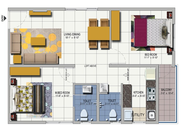 Floor Plan, urbanrise-spring-is-in-the-air 2 Bedroom 918 Sq.Ft. Apartment In Ameenpur Hyderabad 8026717