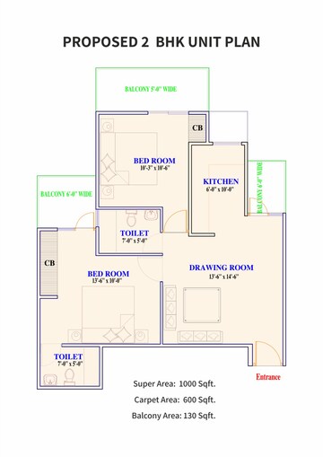 Floor Plan in 2 BHK Apartment at Adore Prima, Sector 72 – for Sale