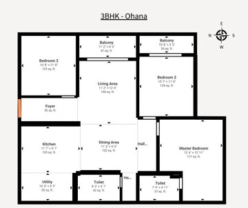 Floor Plan in 3 BHK Apartment at Skav Ohana, Kr Puram – for Sale