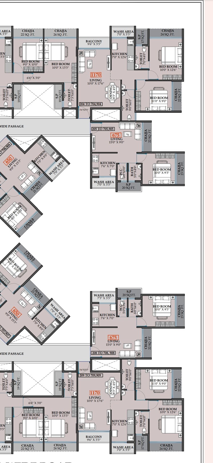 Floor Plan, pushpak nagar 1 Bedroom 720 Sq.Ft. Apartment In Pushpak Nagar Navi Mumbai 8028244