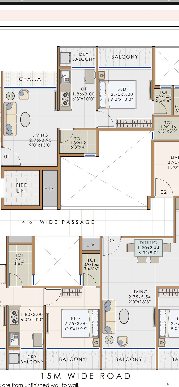 Floor Plan, pushpak nagar 1 Bedroom 705 Sq.Ft. Apartment In Pushpak Nagar Navi Mumbai 8028494