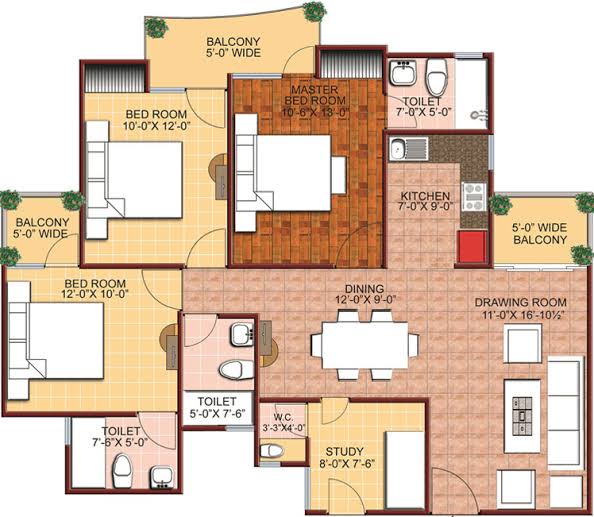 3.5 BHK + Servant Room Apartment For Sale in SVP Gulmohur Greens