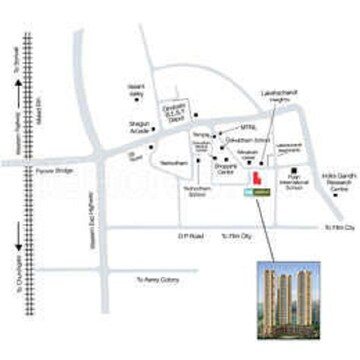 3 BHK Apartment – Map Location View at DB Realty Orchid Woods, Goregaon East - for Rent