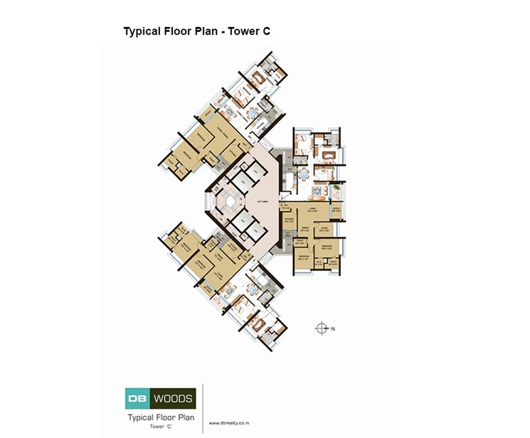Floor Plan, db-realty-orchid-woods 3 Bedroom 1274 Sq.Ft. Apartment In Goregaon East Mumbai 8030037