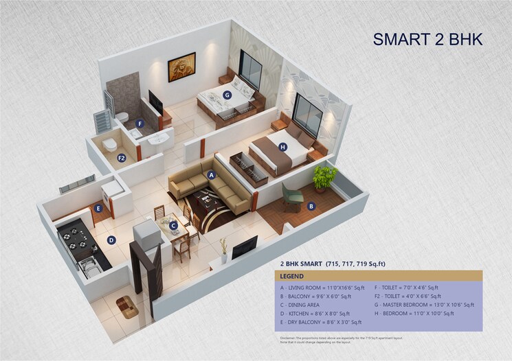Floor Plan, mahalaxmi-elegance 2 Bedroom 715 Sq.Ft. Apartment In Undri Pune 8030043