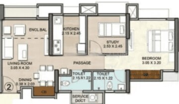Floor Plan in 3 BHK Apartment at Vijay Orovia, Ghodbunder Road – for Rent