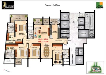 Floor Plan in 4 BHK Apartment at Nagavara – for Sale
