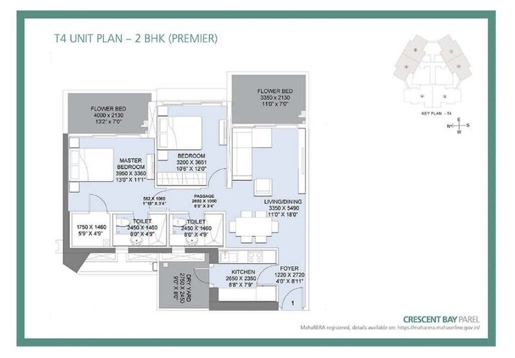 Floor Plan, lnt-realty-crescent-bay 2 Bedroom 788 Sq.Ft. Apartment In Parel Mumbai 8031824
