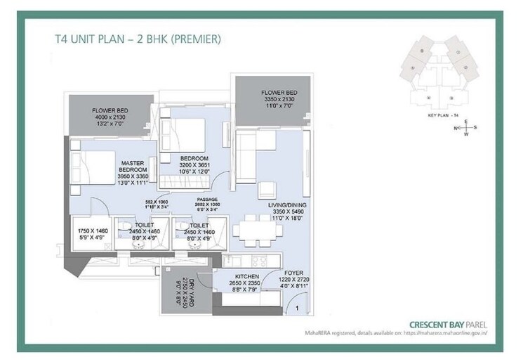 Floor Plan, lnt-realty-crescent-bay 2 Bedroom 788 Sq.Ft. Apartment In Parel Mumbai 8032725