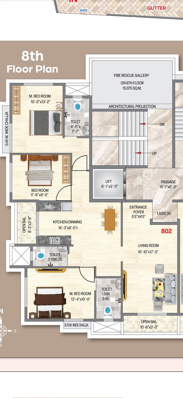 Floor Plan, antal-aspire 3 Bedroom 1019 Sq.Ft. Apartment In Hoc Colony Navi Mumbai 8035473