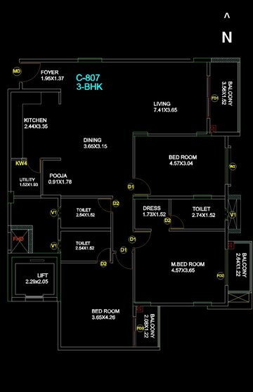 Floor Plan in 3 BHK Apartment at Nagenahalli – for Sale
