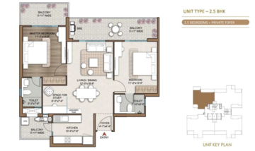 Floor Plan in 3.5 BHK Apartment at Smart World One DXP, Sector 113 – for Sale