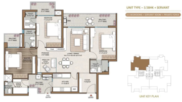 Floor Plan in 3.5 BHK Apartment at Smart World One DXP, Sector 113 – for Sale