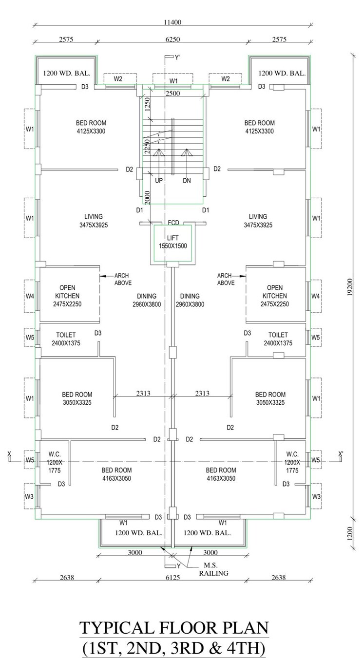 Floor Plan, new town action area 1 3 Bedroom 1185 Sq.Ft. Builder Floor In New Town Action Area 1 Kolkata 8038079