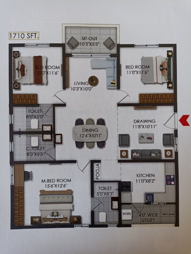 Exterior View, team-4-nyla 3 Bedroom 1710 Sq.Ft. Apartment In Miyapur Hyderabad 8039258