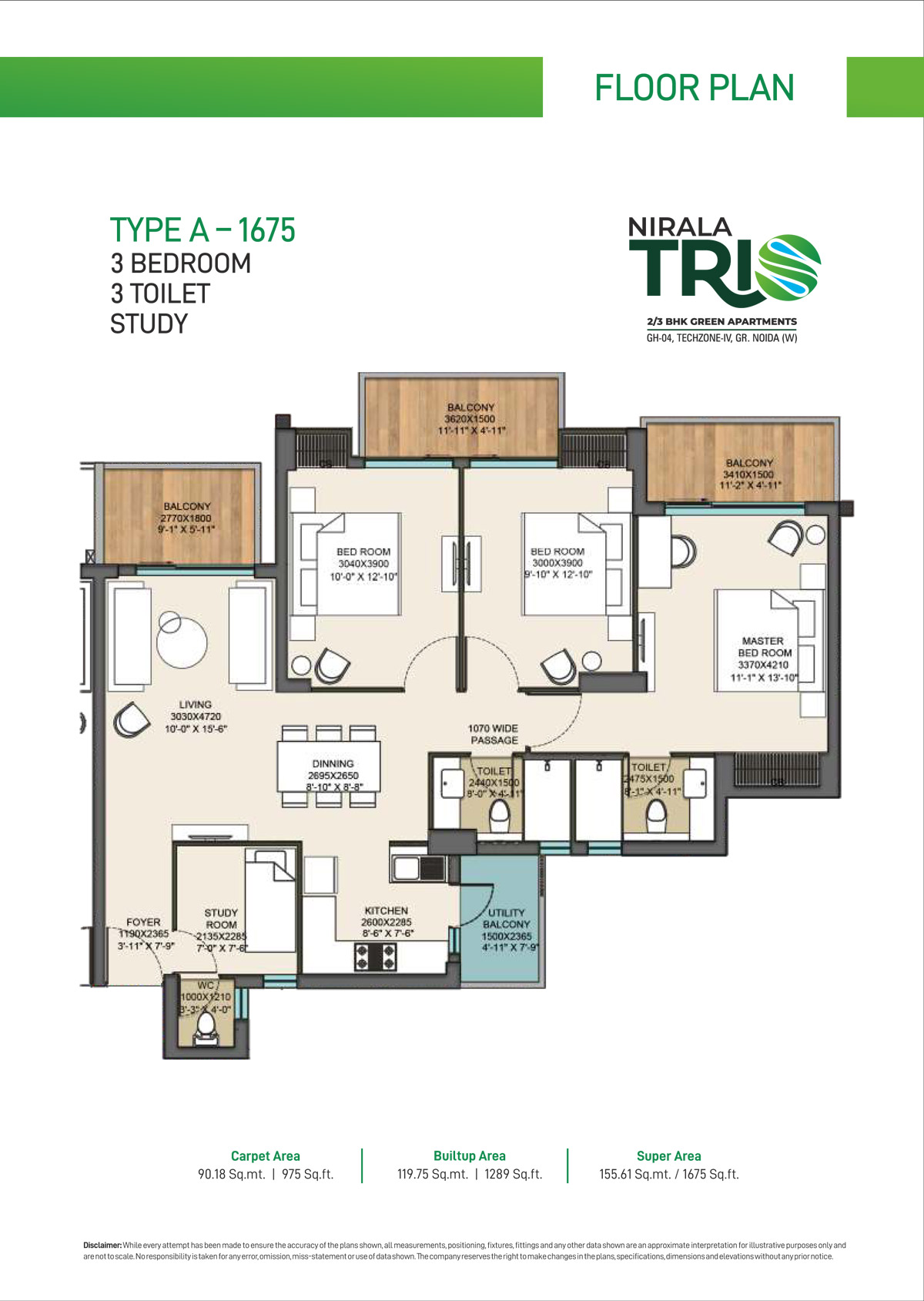 3.5 BHK + Study Room Apartment For Sale in Nirala Trio