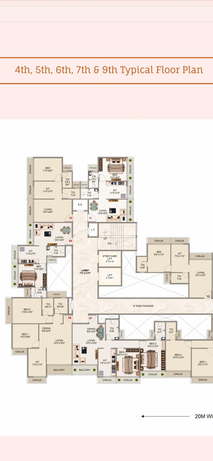 Floor Plan, apex-aarambh 2 Bedroom 602 Sq.Ft. Apartment In Vadghar Navi Mumbai 8041329