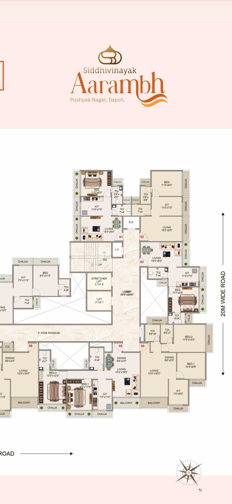 Floor Plan, apex-aarambh 2 Bedroom 602 Sq.Ft. Apartment In Vadghar Navi Mumbai 8041329