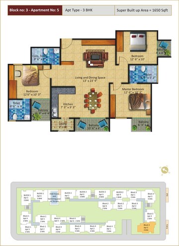 Floor Plan in 3 BHK Apartment at Yeshwanthpur – for Sale
